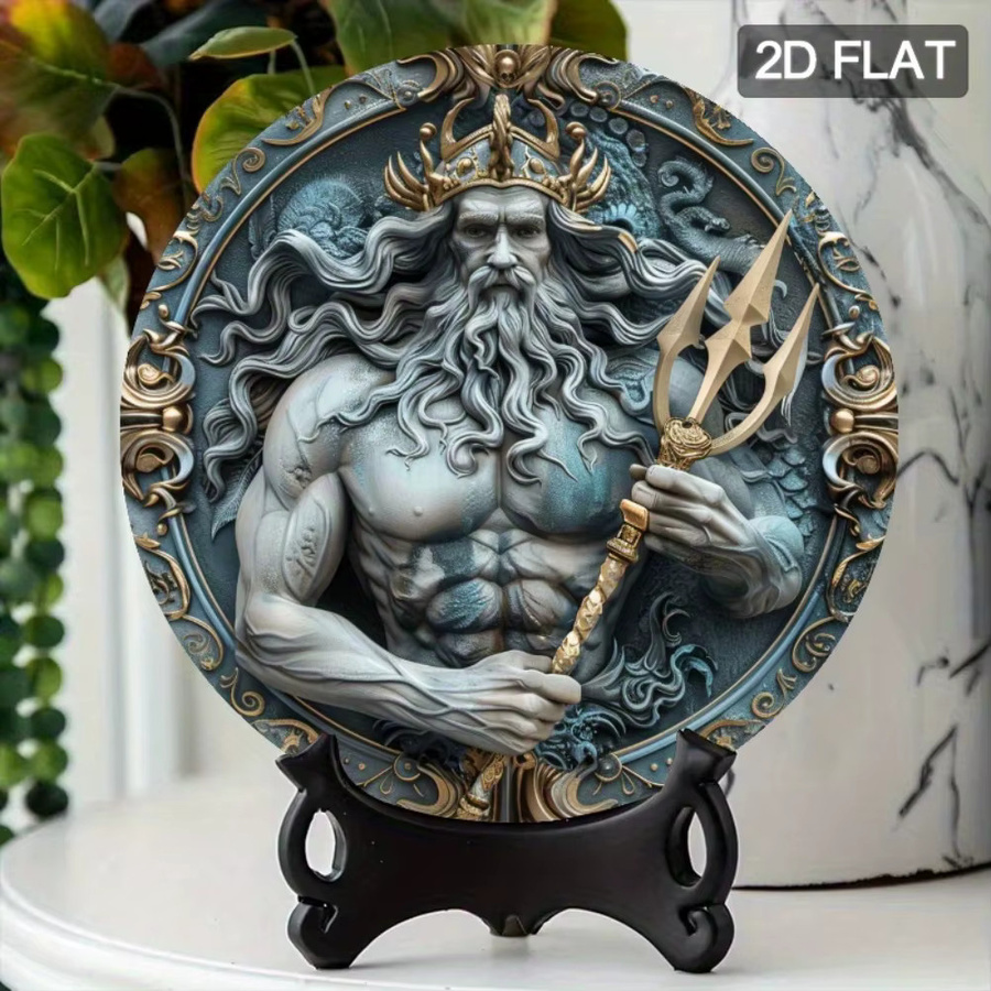 HELLOYOUNG Poseidon Wandkunst aus Metall, runde maritime Dekoration in Multicolour, Durchmesser: 20,0 cm - Bild 5
