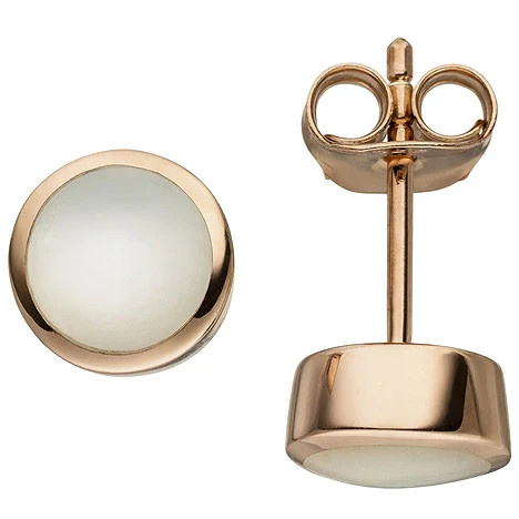 Colfem Ohrstecker 925 Sterling Silber, rotgold vergoldet, Perlmutt-Einlagen, Unisex - Bild 1