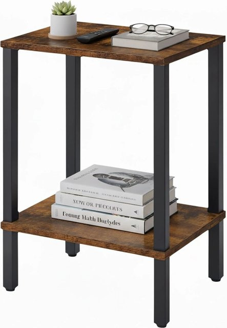 Relaxdays Beistelltisch im Industrial-Stil aus MDF und Stahl in Braun und Schwarz, B/T/H: 55 x 38 x 30 cm - Bild 1