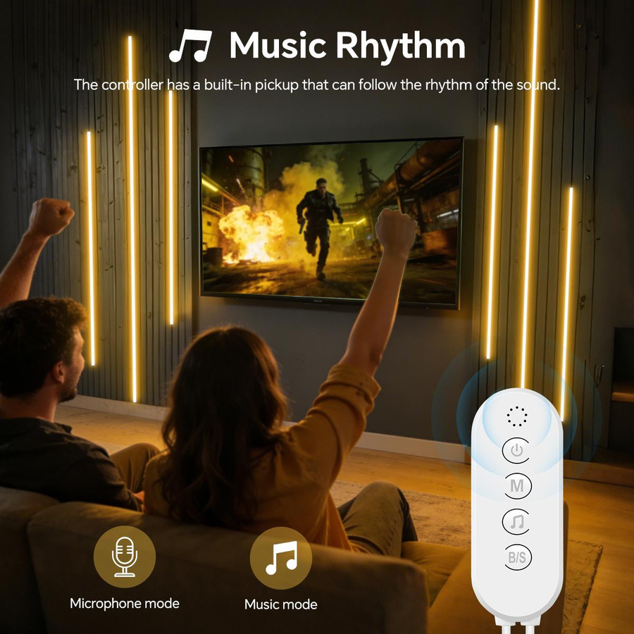 MALITAI Dimmbarer COB LED Neonstreifen in Weiß mit Bluetooth App und RF Fernbedienung für TV-Hintergrundwand, Holzlamellenwand und Schrankdekoration, 1m - Bild 5