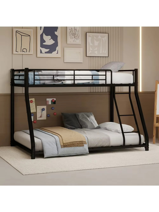 Modernes Etagenbett aus Metall in Schwarz mit Leiter, B/T/H: 90 x 190 cm - Bild 6