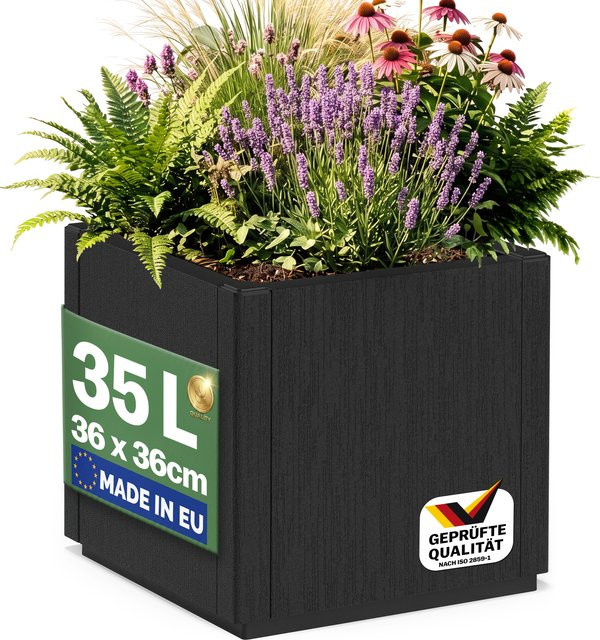 CASARIA Blumentopf Anthrazit aus Kunststoff B/T/H: 36 x 36 x 35 cm - Bild 1