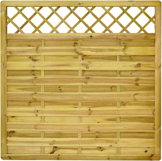 GartenLand Dichtzaun VARIO MASSIV Gerade mit Rankgitter aus Kiefer Holz in Grün, B/H: 180 x 180 cm, kesseldruckimprägniert und blickdicht - Bild 1