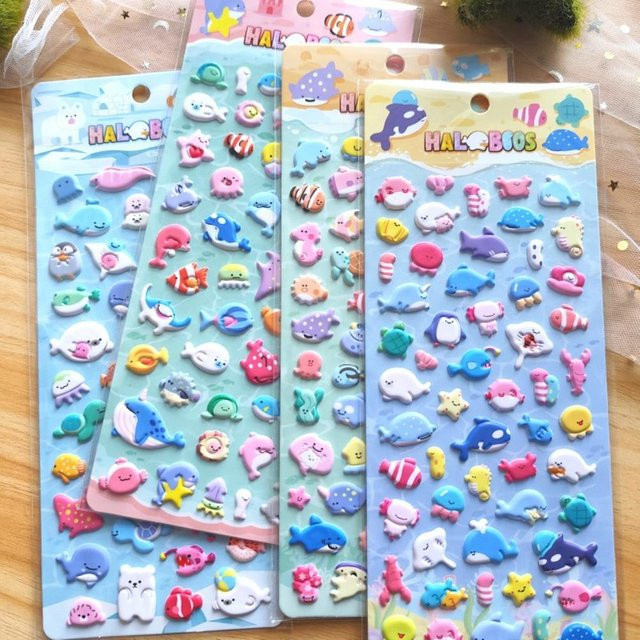 Wucifang Jewelry 3D Blasensticker, Cartoon Tiere, 4-teiliges Set - Bild 1