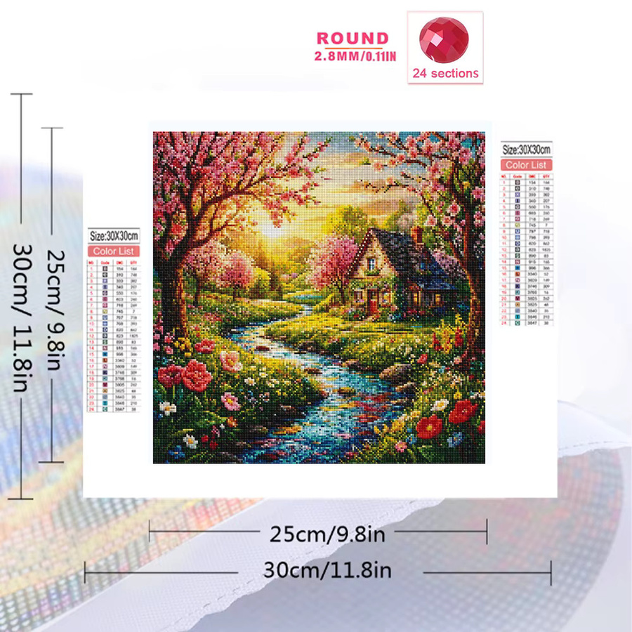 Evershine Diamant-Stickerei DIY-Malerei Garten-Landschaft Mosaik-Bastelset mit Blumen-Motiv in Multicolour, Durchmesser: 20 cm - Bild 2