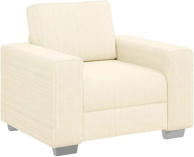 vidaXL Sessel in Beige aus Cordstoff mit Armlehnen, B/T/H: 100 x 77 x 82 cm - Bild 1