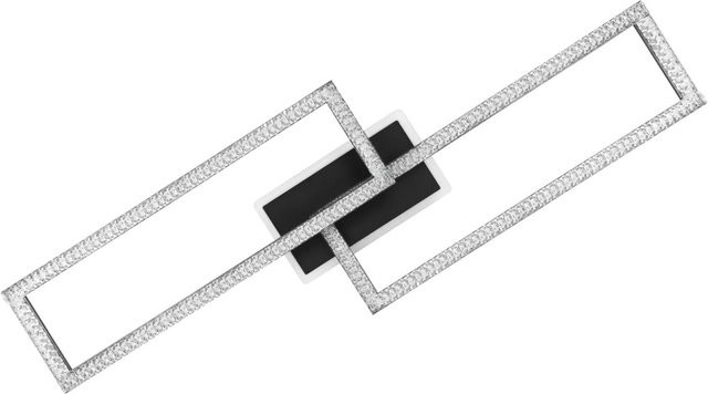 NETTLIFE LED Deckenleuchte aus Metall und Kristall in Schwarz mit Fernbedienung, Breite: 80 cm - Bild 1