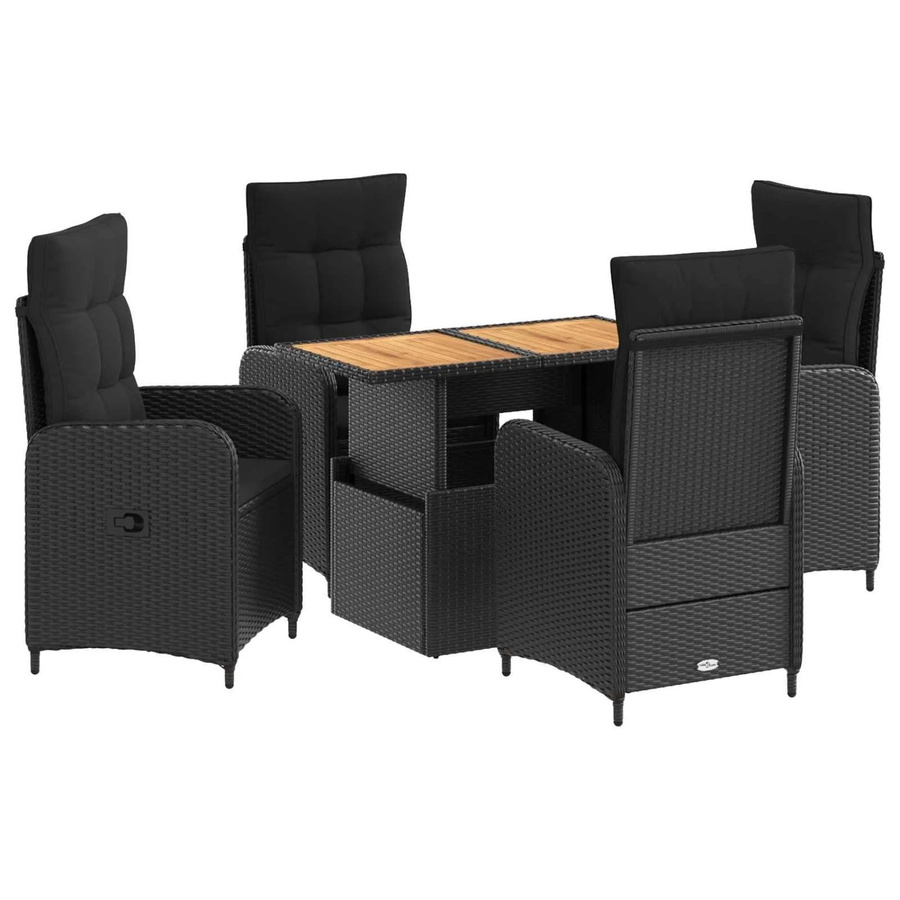 vidaXL Outdoortisch-Set aus Polyrattan und Akazienholz in Schwarz mit 5 Teilen - Bild 2