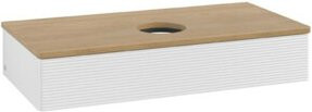 V&B Waschtischunterschrank Antao mit Frontstruktur, Eiche Honig und Weiß Lack, B/T/H: 100 x 50 x 19 cm - Bild 1