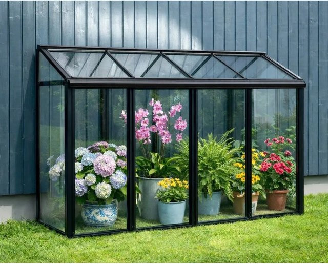 Bloomcabin Mini Gewächshaus GHM2 aus Aluminium und Sicherheitsglas in Schwarz, B/T/H: 174 x 65 x 65 cm - Bild 1