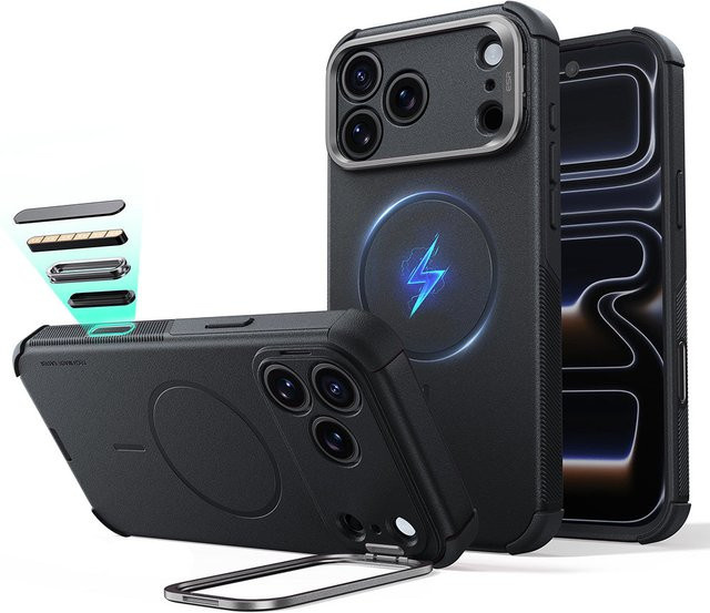 ESR MagSafe Cyber Armor Hülle mit Kickstand für Apple iPhone 18 Pro Max und iPhone 17 Pro Max, Schwarz - Bild 1