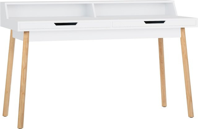 CLP Schreibtisch Eaton moderner Bürotisch aus Eichenholz mit 2 Schubladen in Braun und Weiß - Bild 1