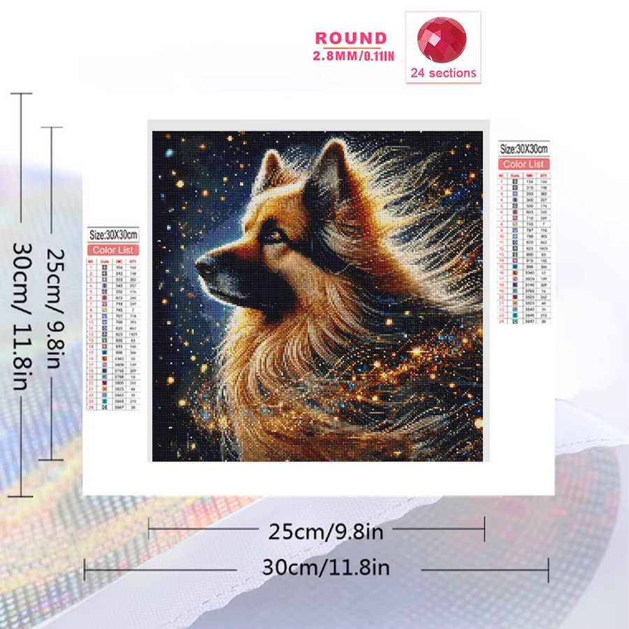EverShine Diamantmalerei Hund als Strass-Bild Kreuzstich-Set, buntes Tier-Mosaik-Stickerei-Set für Kinder - Bild 2