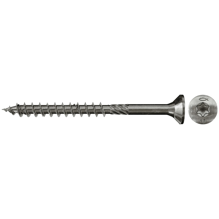 Fischer PowerFast Holz- und Spanplattenschraube aus Edelstahl in Silber, Torx, Durchmesser: 5 mm, Länge: 80 mm, 100 Stück - Bild 2