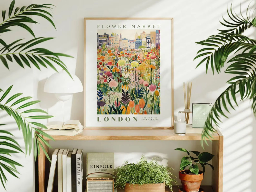Modernes Flower Market London Poster aus Papier in Grün und Multicolour als botanische Wandkunst - Bild 3