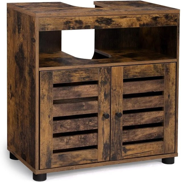 Vasagle Waschbeckenunterschrank in Braun mit rustikalem Design für dein Badezimmer, B/T/H: 60 x 30 x 63 cm - Bild 1