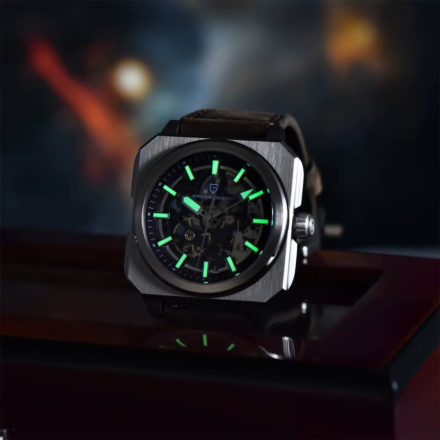 PAGANI DESIGN Armbanduhr, Automatik, Edelstahl, Leder, Herren - Bild 5