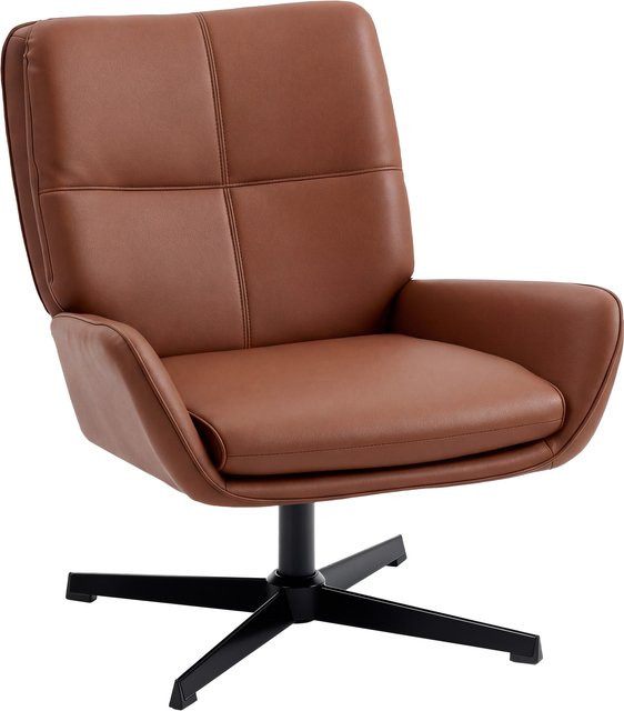 Drehbarer Sessel von HOMCOM in Braun mit PU-Bezug und Metallgestell für Wohnzimmer und Schlafzimmer - Bild 1