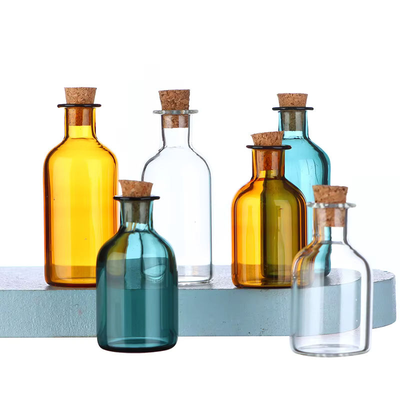 Miniatur Glasflasche im Vintage-Stil mit Korkverschluss, transparent, für Puppenhaus-Dekoration - Bild 6