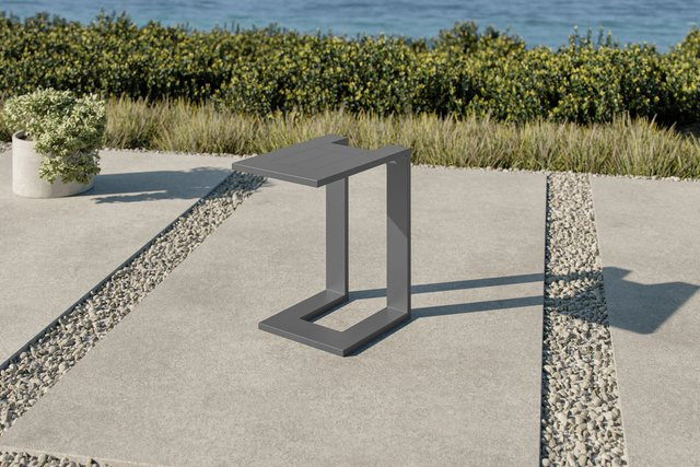 OUTFLEXX Beistelltisch U-Form aus Aluminium in Anthrazit Grau, modern und wetterfest für Garten, Terrasse oder Balkon, B/T/H: 50 x 32,5 x 53,5 cm - Bild 1