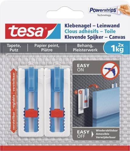 Tesa Klebenagel für Tapeten und Putz aus Stahl in Weiß, 2er-Pack - Bild 1