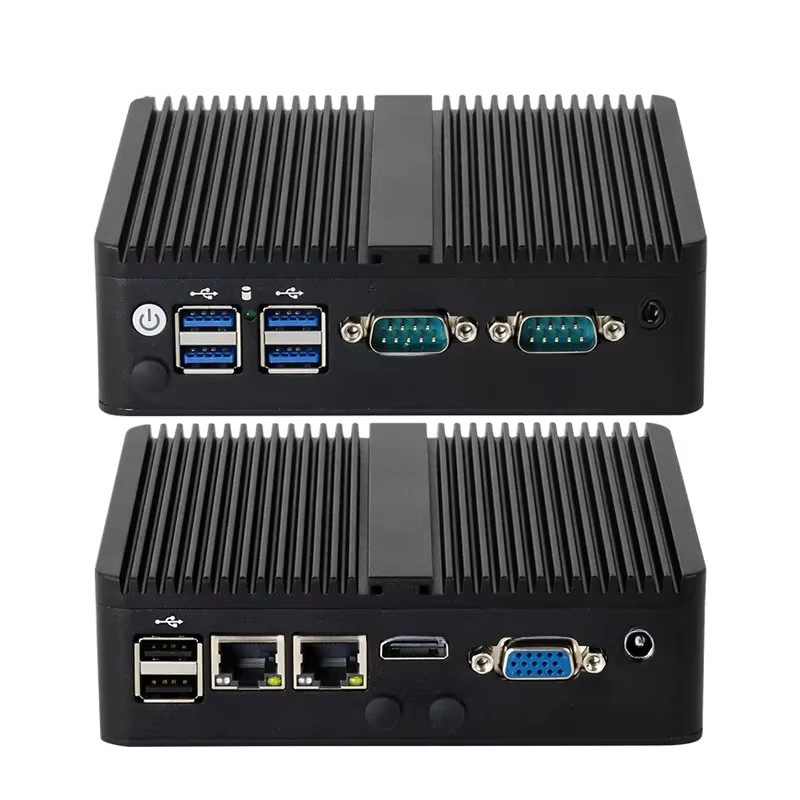 Intel Celeron Lüfterloser industrieller IoT-Mini-PC in Schwarz mit 2x COM RS232 RS485, 2x Gigabit Ethernet sowie Unterstützung für WiFi, 3G und 4G SIM - Bild 3