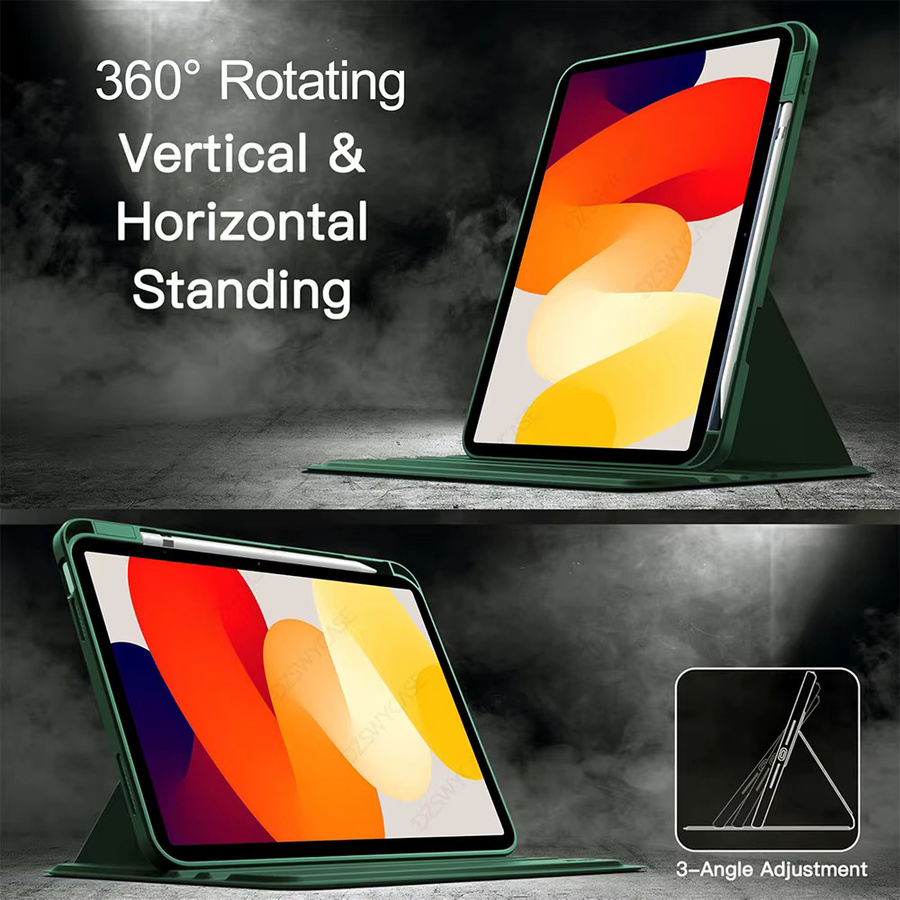 Xiaomi Schutzhülle für Redmi Pad SE 11 Zoll 2023 mit 360-Grad-Drehung, Stifthalter und transparenter Rückseite in Grau oder Grün - Bild 3