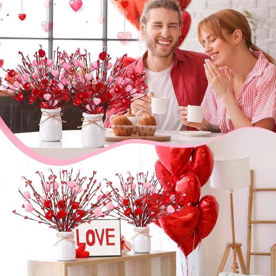 TTCY Künstliche Blumen Kombination aus Kunststoff in Pink und Rot für Hochzeiten, Valentinstag und DIY-Dekorationen - Bild 3