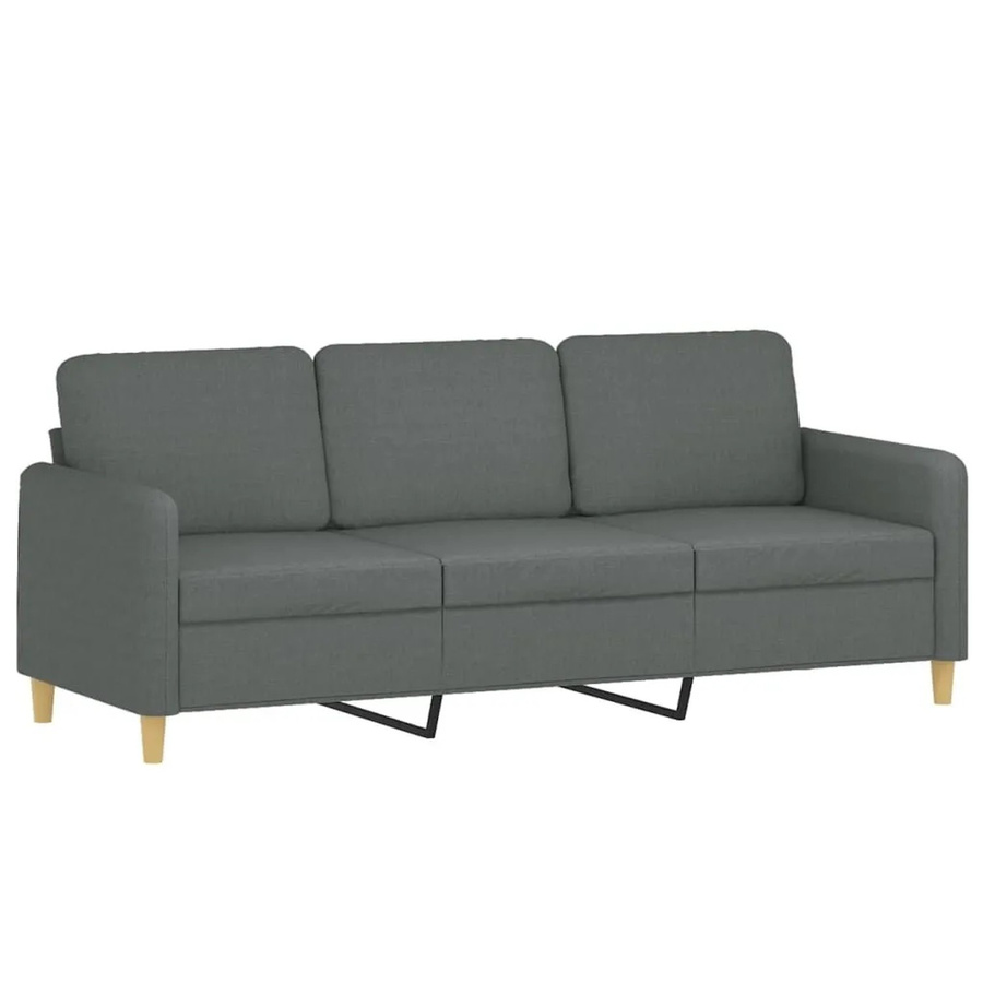 vidaXL 3-Sitzer-Sofa Modern in Grau mit Stoffbezug und Metallrahmen, Breite: 198 cm, Tiefe: 80 cm, Höhe: 77 cm - Bild 2