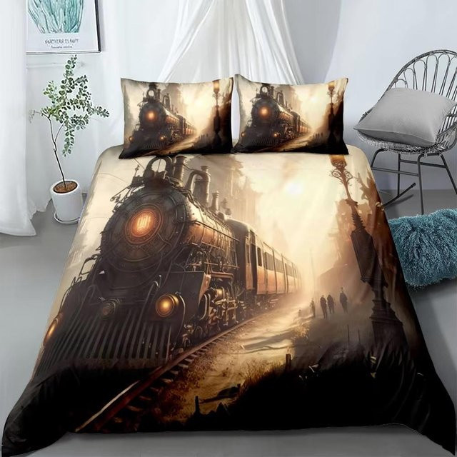 Lodestar Bettwäsche Set Flying Scotsman Zug Design aus Mikrofaser in Braun, B/H: 180 x 210 cm - Bild 1