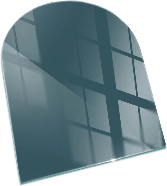 Tulup Funkenschutzplatte aus Glas für Kamin und Öfen in Türkis, Halbkreis, B: 80 cm, H: 70 cm - Bild 1