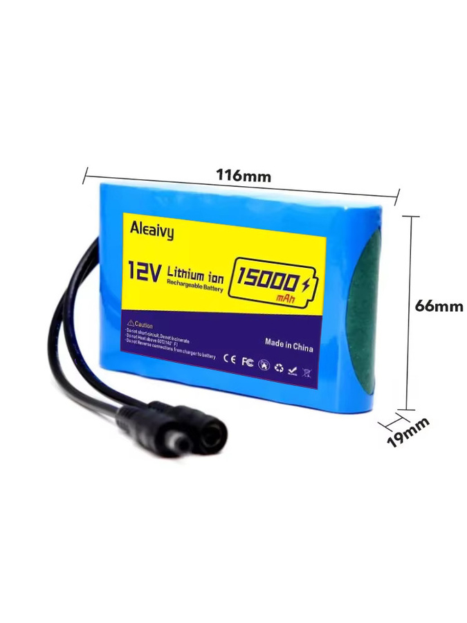 Aleaivy 12 V Lithium-Ionen-Akku 15000 mAh mit 3S2P-Schutzplatine und 12,6-V-Ladegerät in Blau - Bild 3