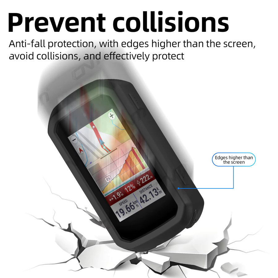 ONM Schutzset für Garmin Edge 550 850 mit Silikonhülle und gehärteter Displayschutzfolie in Schwarz und Weiß - Bild 4