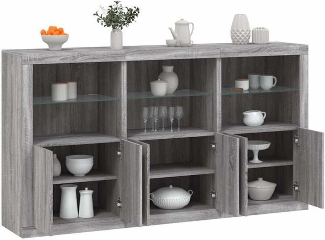 Modernes Sideboard mit LED-Leuchten von Vidaxl in Grau Sonoma, B/T/H: 181,5 x 37 x 100 cm - Bild 1