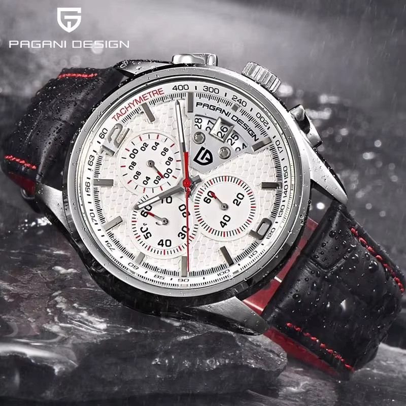 PAGANI DESIGN Armbanduhr Quarz, Edelstahl, Leder, Herren - Bild 4