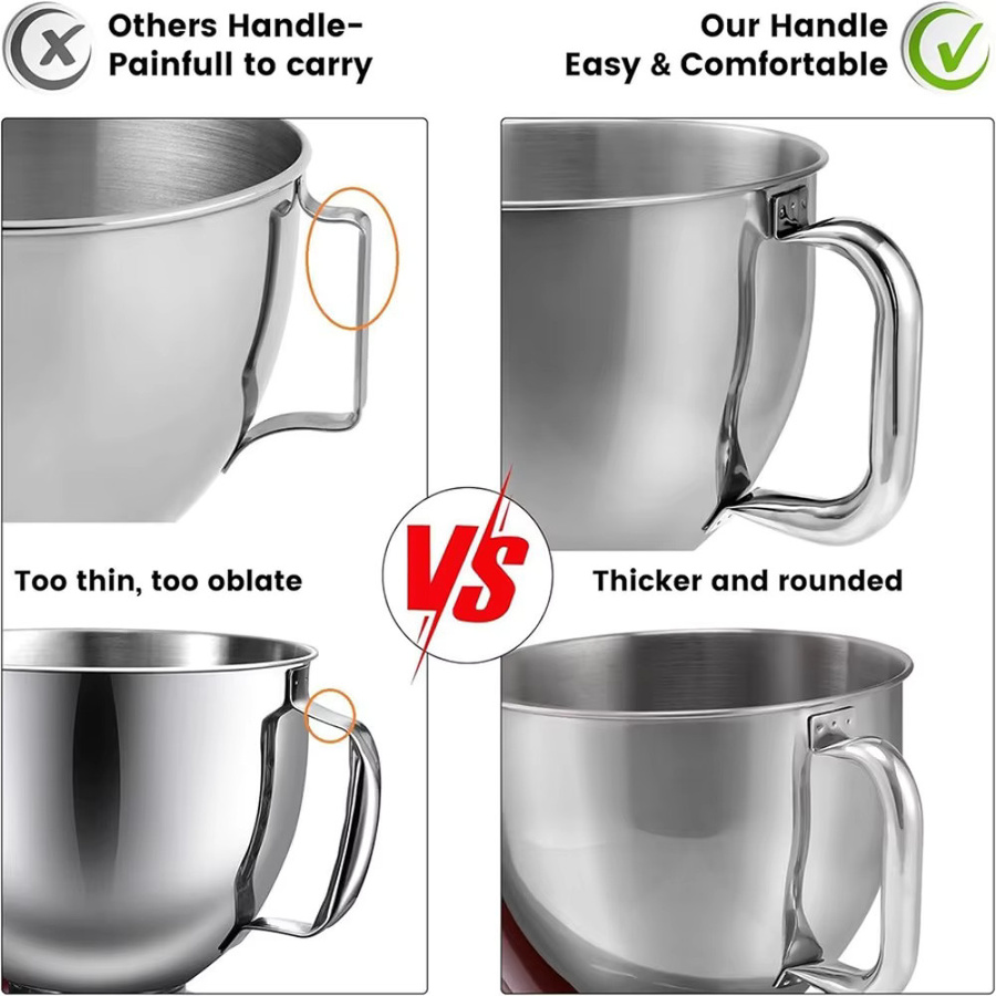 KitchenAid Edelstahl-Mischschüssel mit Griff für Artisan und Classic Series, Silber, 4,5–5 QT (5 Liter) - Bild 4
