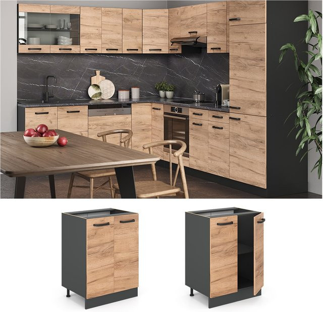 Vicco Küchenunterschrank R-Line Eiche Anthrazit Breite: 60 cm - Bild 1