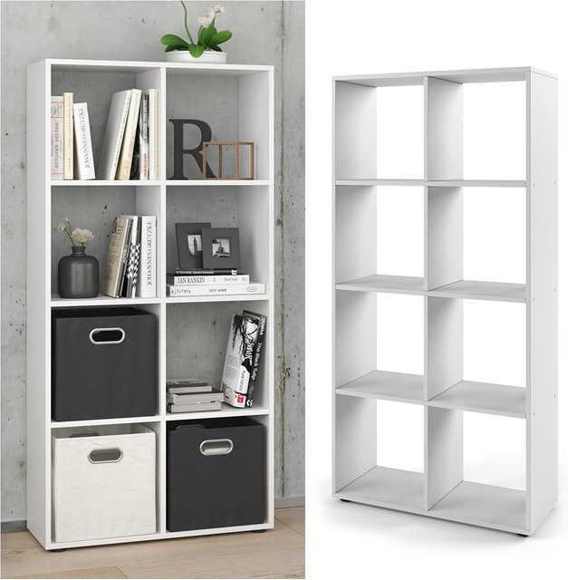 VICCO Raumteiler SCUTUM mit 8 Fächern in Weiß als Bücherregal und Standregal für Wohnbereich oder Büro - Bild 1
