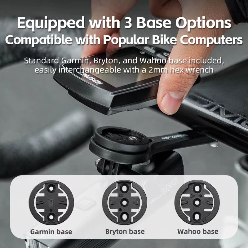ROCKBROS Fahrradhalterung Basisverlängerung in Schwarz für Garmin Wahoo Bryton sowie GoPro und Licht am MTB oder Rennrad - Bild 5