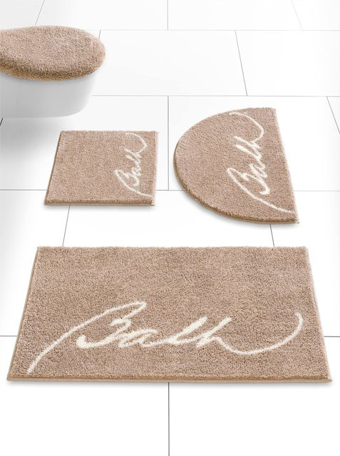 BATH Badematte in Beige mit grafischem Design, schnelltrocknend, rutschfest und fußbodenheizung-geeignet, 100% Polyacryl - Bild 1