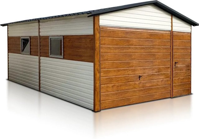 Liderstal Einzelgarage Premium aus Blech mit Satteldach und Schwingtor in Weiß, B/T/H: 600 x 400 x 280 cm - Bild 1