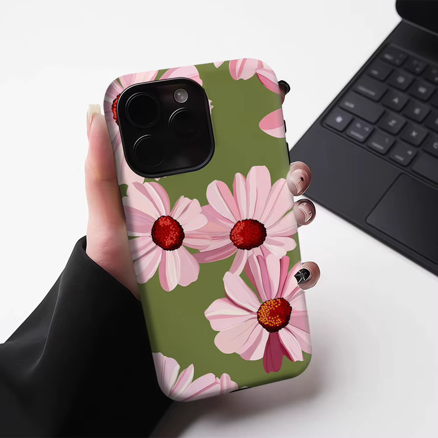 Potdemiel Pink Daisy Delight Robuste Handyhülle für iPhone 17 16 15 14 13 Pro Max Plus mit Magnetfunktion in Pink - Bild 4