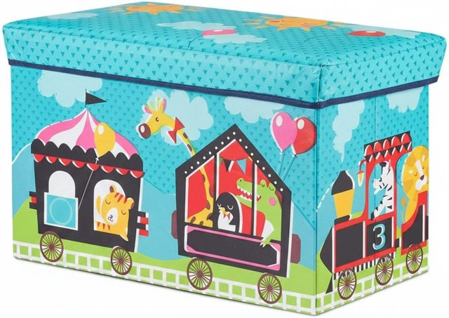 Relaxdays Sitzbox Circus aus Polyester in Mehrfarbig, faltbar für das Kinderzimmer, B/T/H: 60,5 x 36 x 30,5 cm - Bild 1