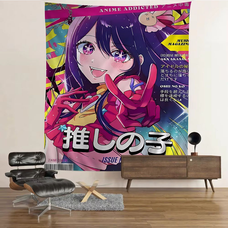Potdemiel Wandteppich Oshi No Ko Anime Mandala Wandbehang im Bohemian Stil, Multicolor - Bild 5