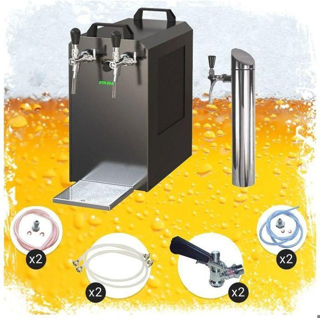 Bierzapfanlage STREAM 80K in Schwarz, 2-leitig mit Trockenkühlung und 90 l/h Zapfgeschwindigkeit - Bild 1