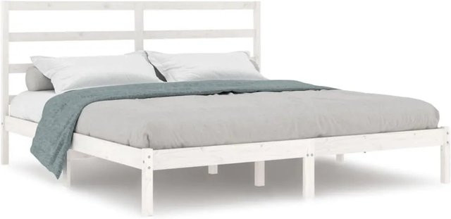 vidaXL Massivholzbett aus Kiefer in Weiß, Modernes Bettgestell B: 200 cm, T: 200 cm, H: 206 cm - Bild 1