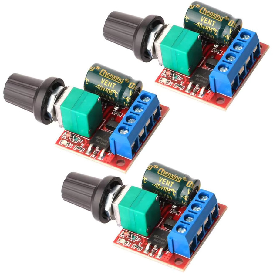 AOKIN Mini DC Motor PWM Drehzahlregler zur Geschwindigkeitssteuerung, 5V-35V 5A, variabel für 6V 12V 24V, Multicolor - Bild 2