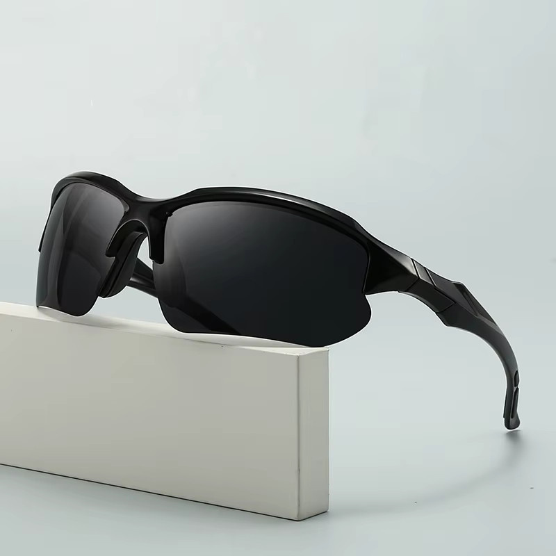 Polarisierte Sportsonnenbrille Halbrand, Herren, schwarz, Kunststoff - Bild 1