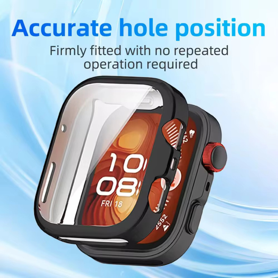 Huawei Schutzhülle für Watch Fit 3/4/4 Pro, TPU, Gehärtetes Glas, Schwarz - Bild 2
