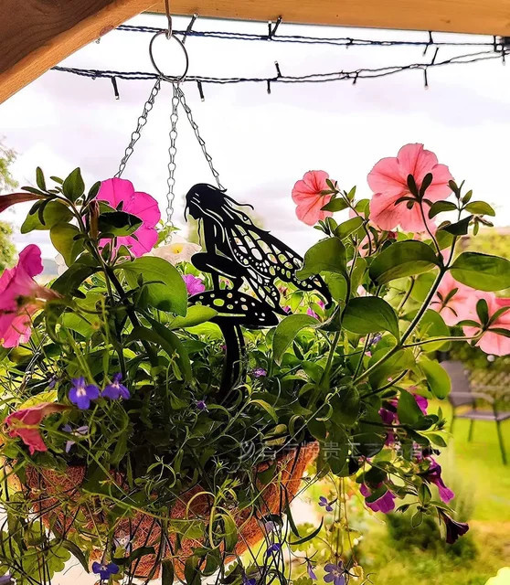 CIFBUY Gartenfeen-Außendekoration aus Metall in Schwarz für Garten und Terrasse - Bild 1